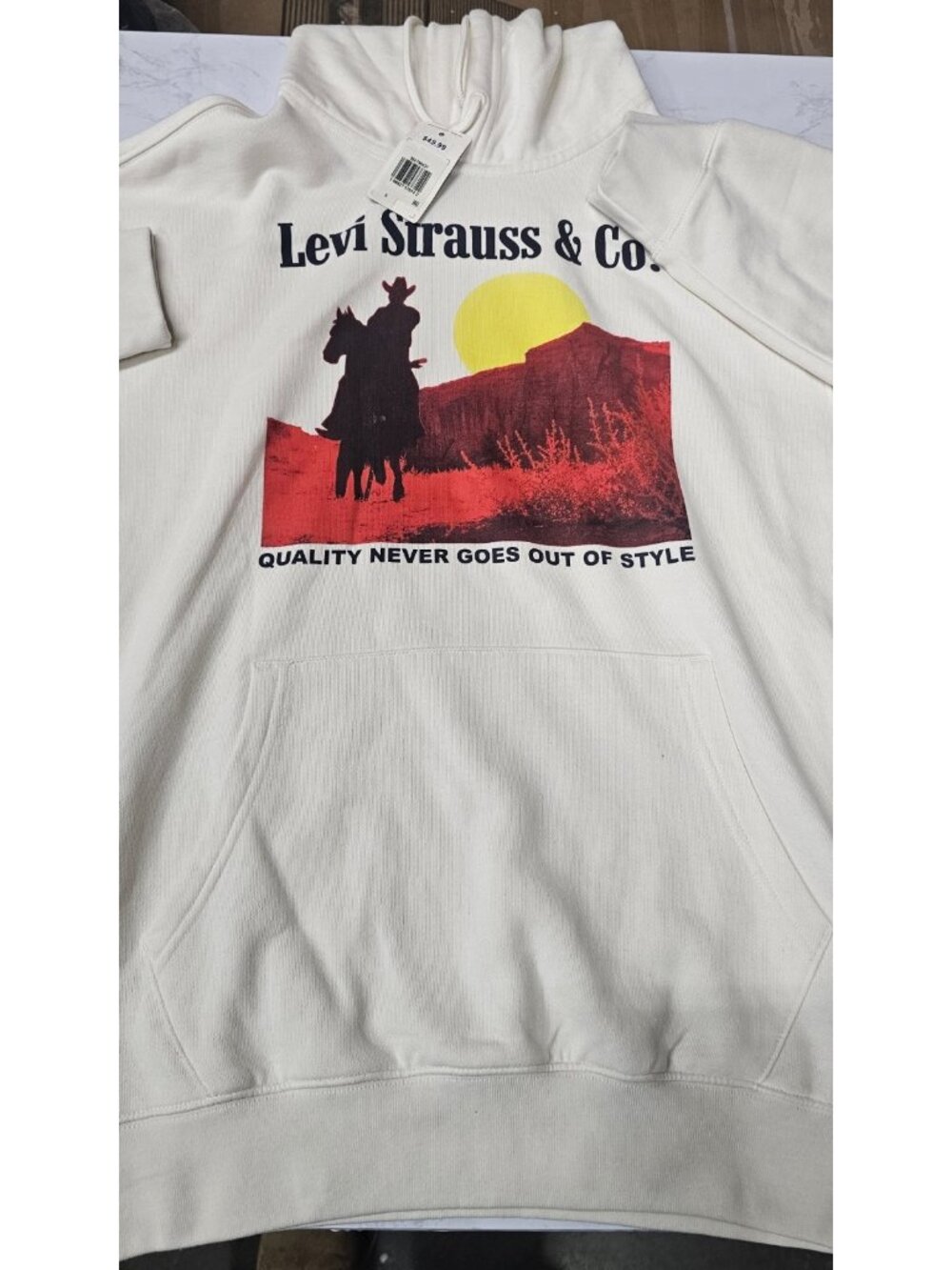 Levis Relaxed Graphic Print Hoodie Sweatshirt, Western, Men's Small (WL125)